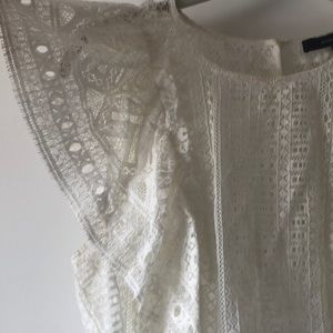 BCBGMaxAzria Bright Off-White Lace Detailing